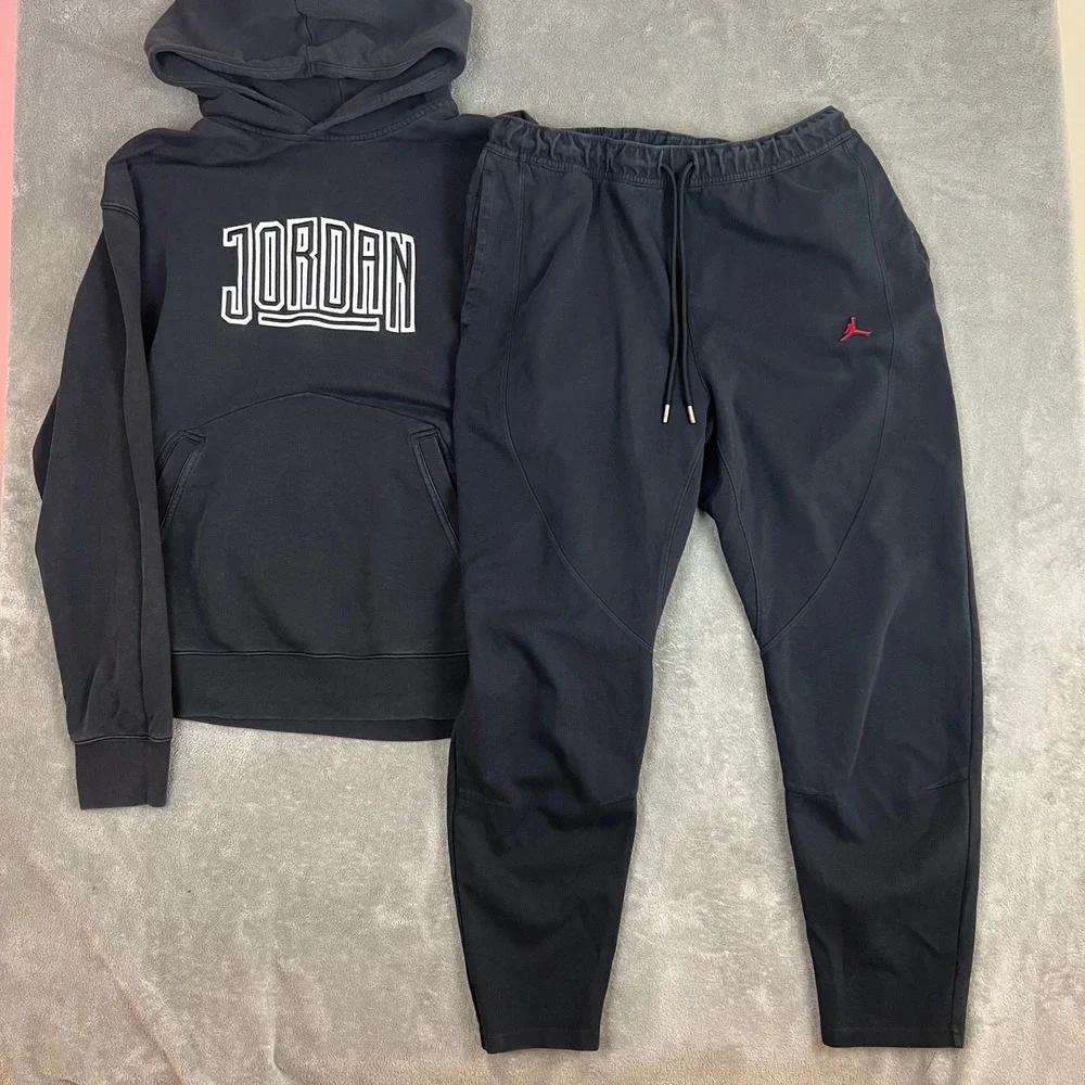 Nike Jordan Sweatsuit Mens XXL Black Graphic Spellout Casual Streetwear Jumpman
